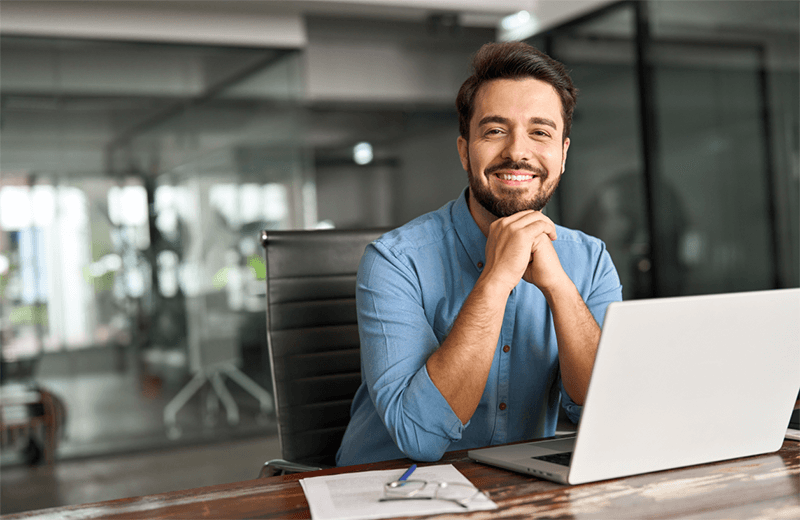 Man working on a laptop