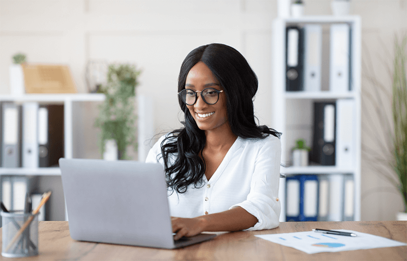 woman working on a laptop