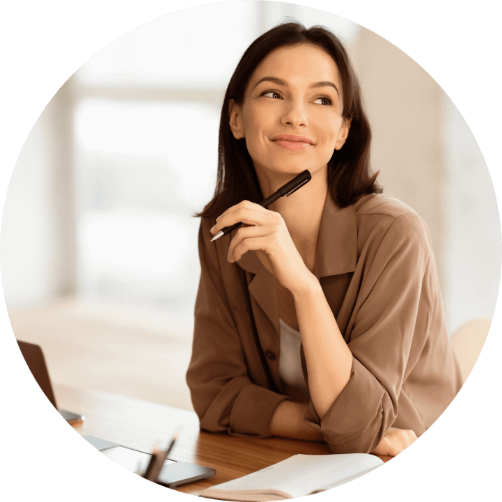 woman sitting at a desk