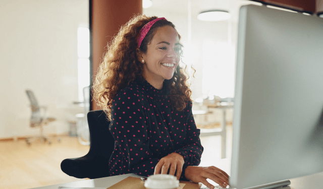 Woman working on a computer